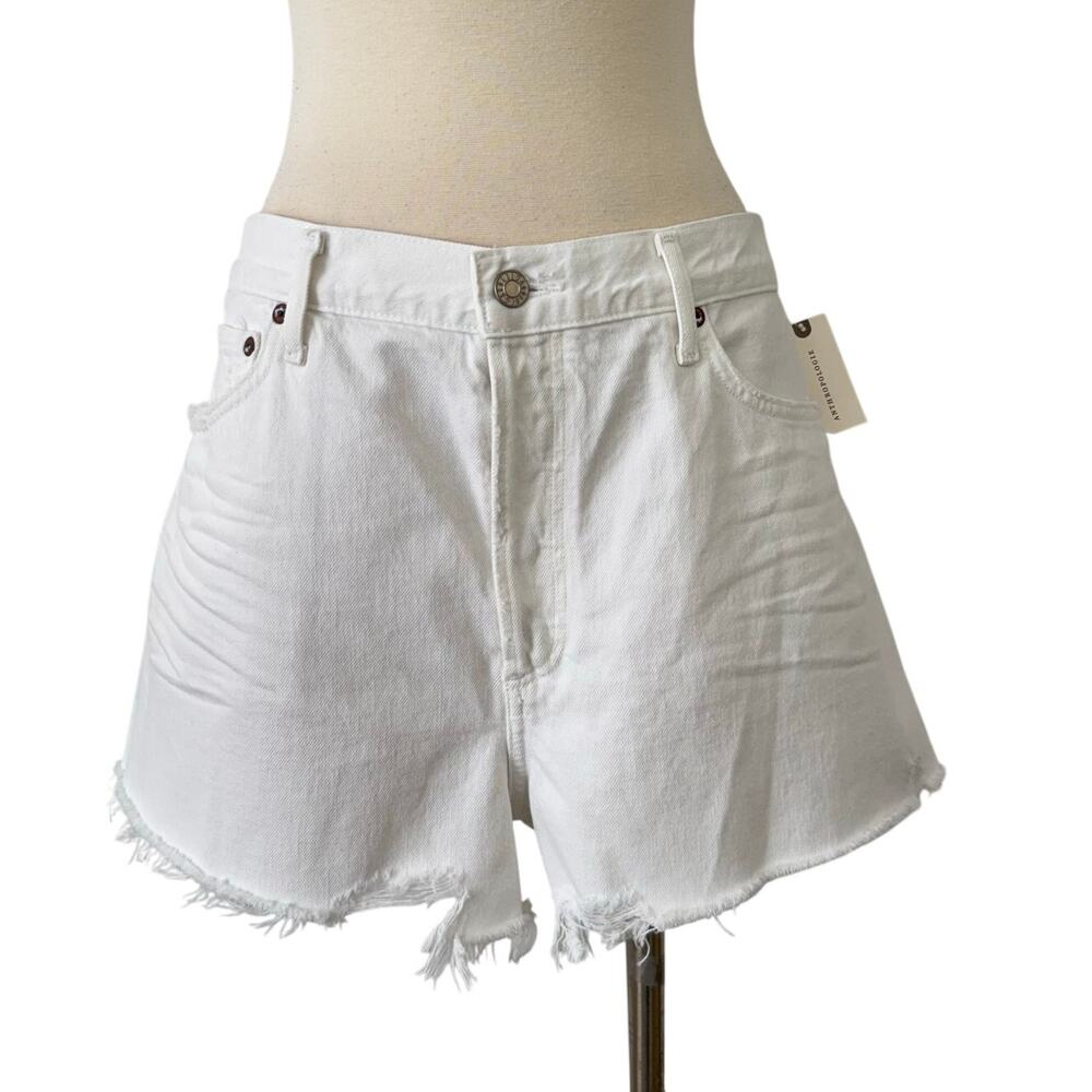 Agolde Anthropologie Parker Vintage Cutt-Off Shorts Denim Jeans in White 33 NWT